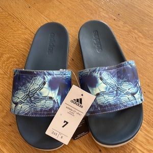 NEW ADIDAS ultra light blue slide sandals size 7